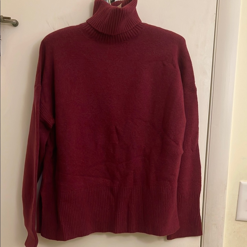 NWT J. Crew Elegant Burgundy Turtleneck Sweater in supersoft yarn